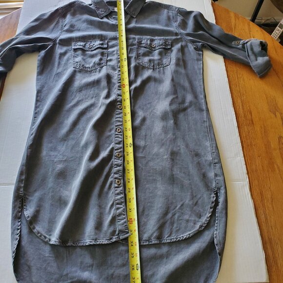 Sneak Peek Black Burnout Shirt Dress Tencel Lightweight Button Up Large - Picture 15 of 16